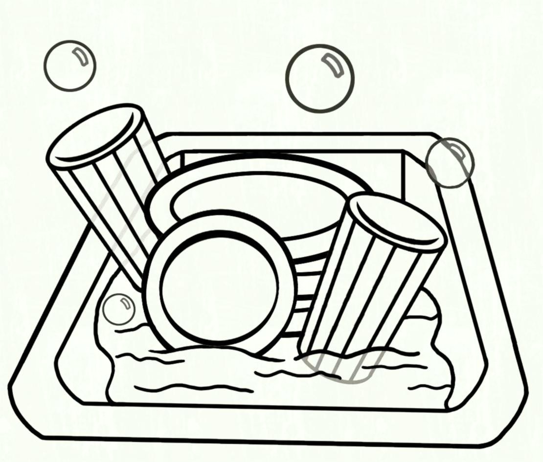 dishes clipart sink drawing