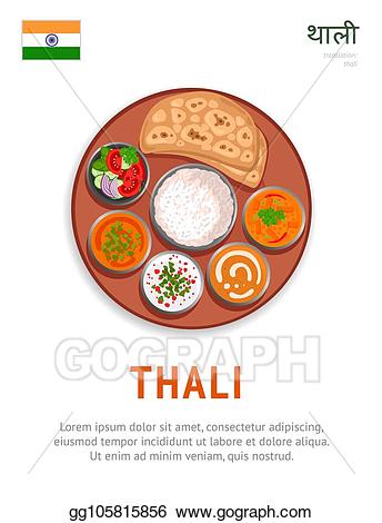 Dish clipart thali. Vector illustration national indian