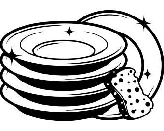 freestack of clean plates cartoon