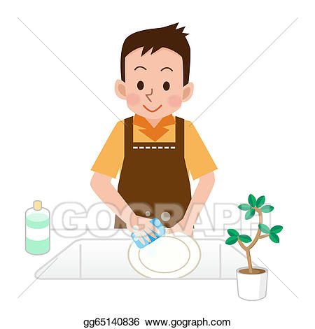 Dishwasher clipart man. Stock illustration men who