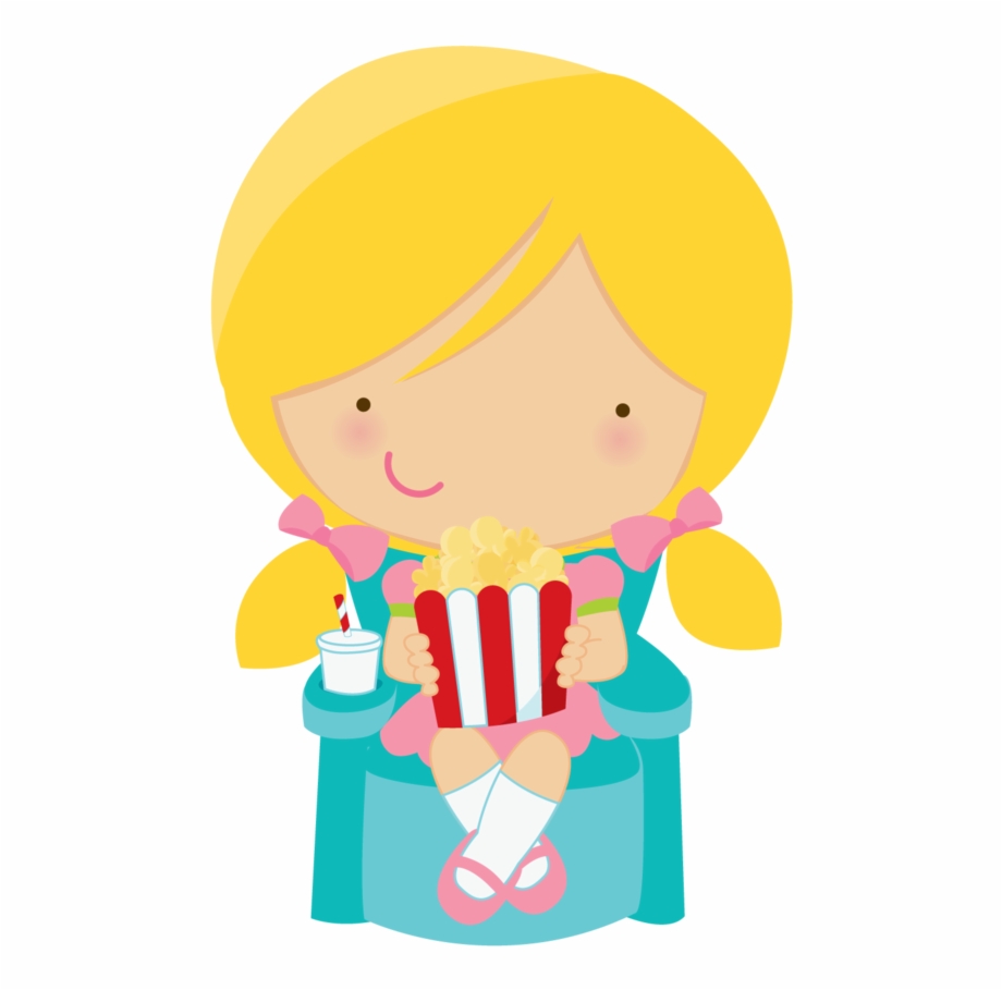 Disney clipart popcorn. Girl eating 