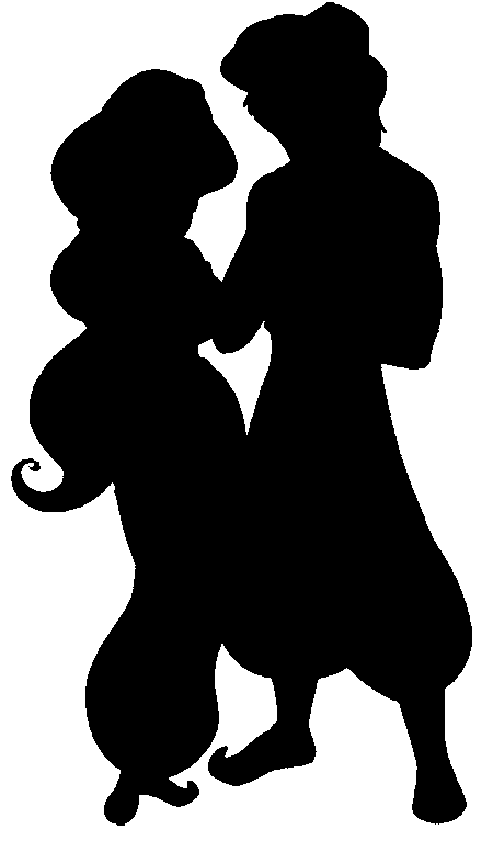 Jasmine and aladdin silhouettes. Rapunzel clipart silhouette