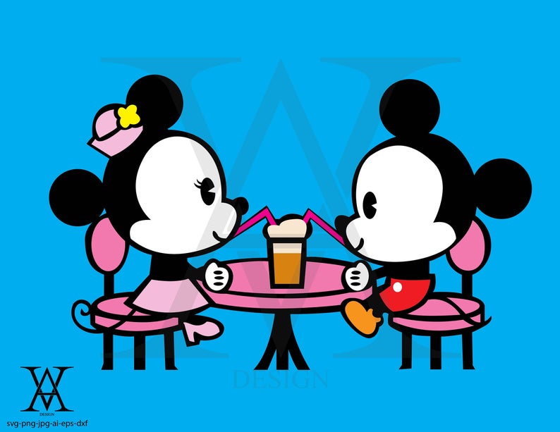 Disney clipart vector. Mickey and minnie love
