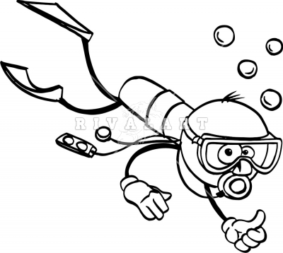 diving clipart black and white