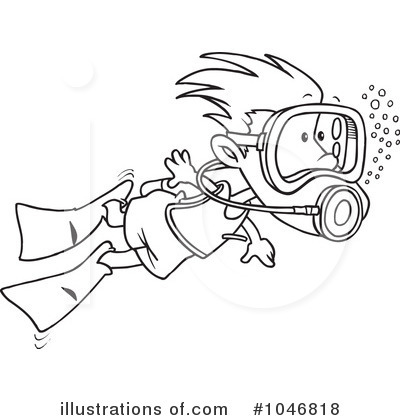 diving clipart black and white