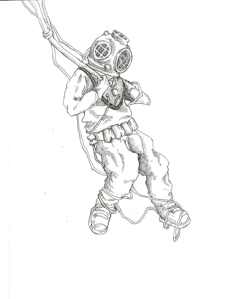 diver clipart sketch