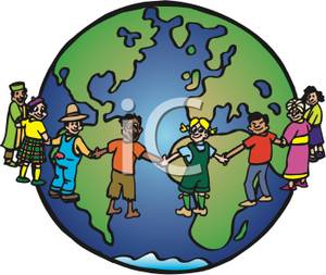 diversity clipart holding hand around world