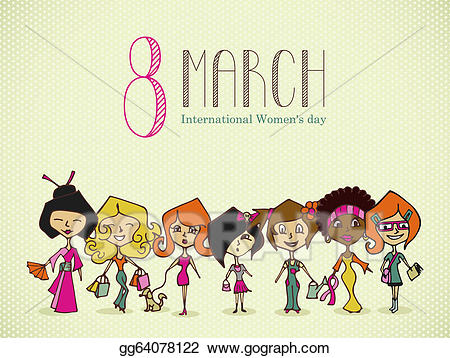 Diversity clipart international day. Eps illustration march women