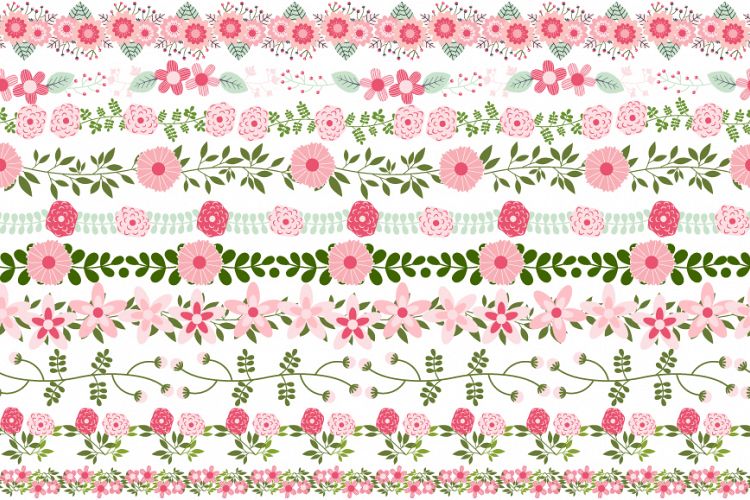 Divider clipart cute. Pink floral border flower