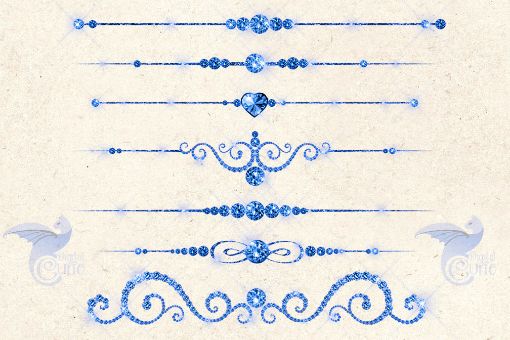 Divider clipart diamond. Blue dividers by digital