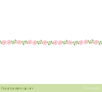 Pink flower border cute. Divider clipart floral