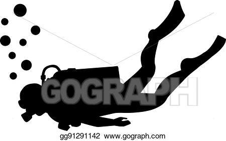 Vector scuba . Diving clipart silhouette