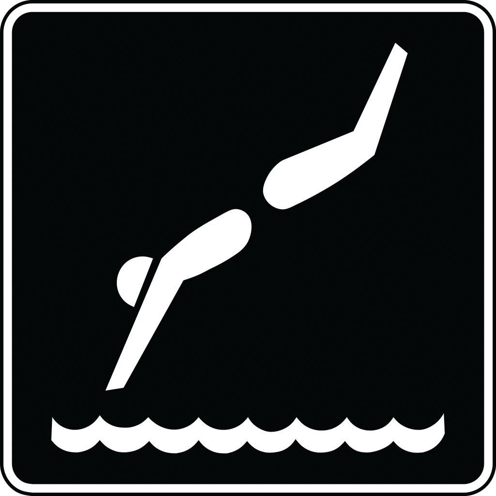 Diving clipart swimming sign. Black and white etc