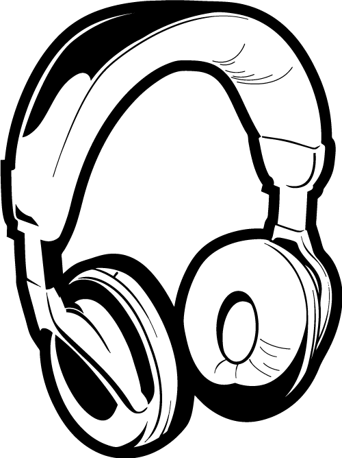 Headphones clipart line art. Drawing dj clip free