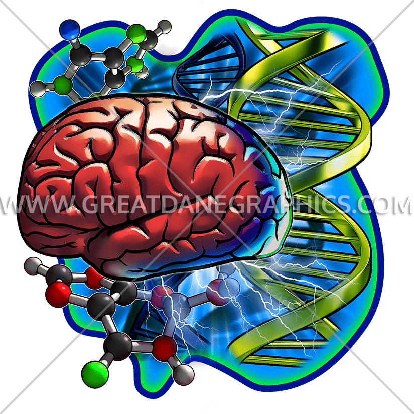 Brain cells production ready. Dna clipart red
