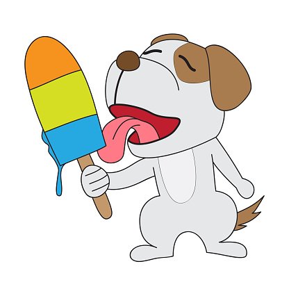 Cartoon drawing dog ice. Icecream clipart lick