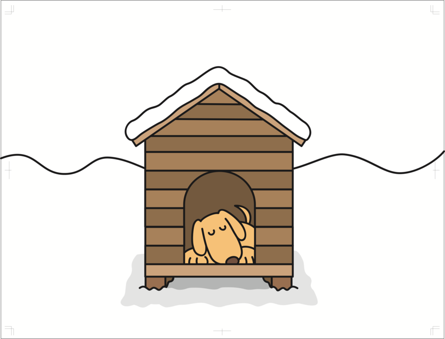 Cartoon dog puppy illustration. Doghouse clipart hut house