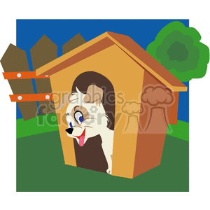 White in it s. Doghouse clipart puppy