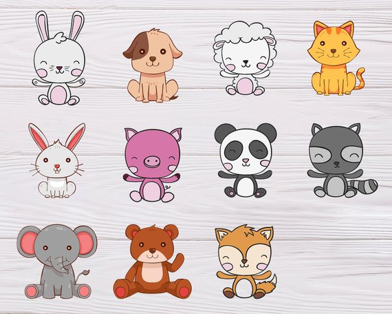 Cute animal raccoon sheep. Dogs clipart pig