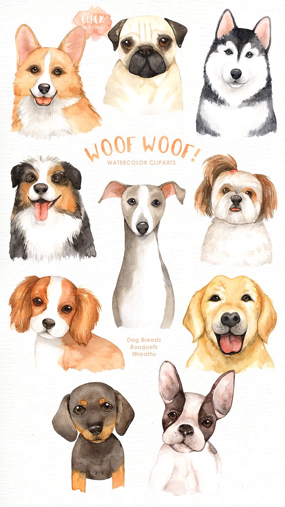 dogs clipart watercolor