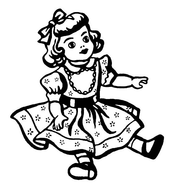doll clipart black and white