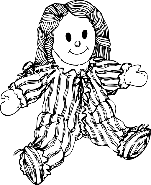 outline clipart doll