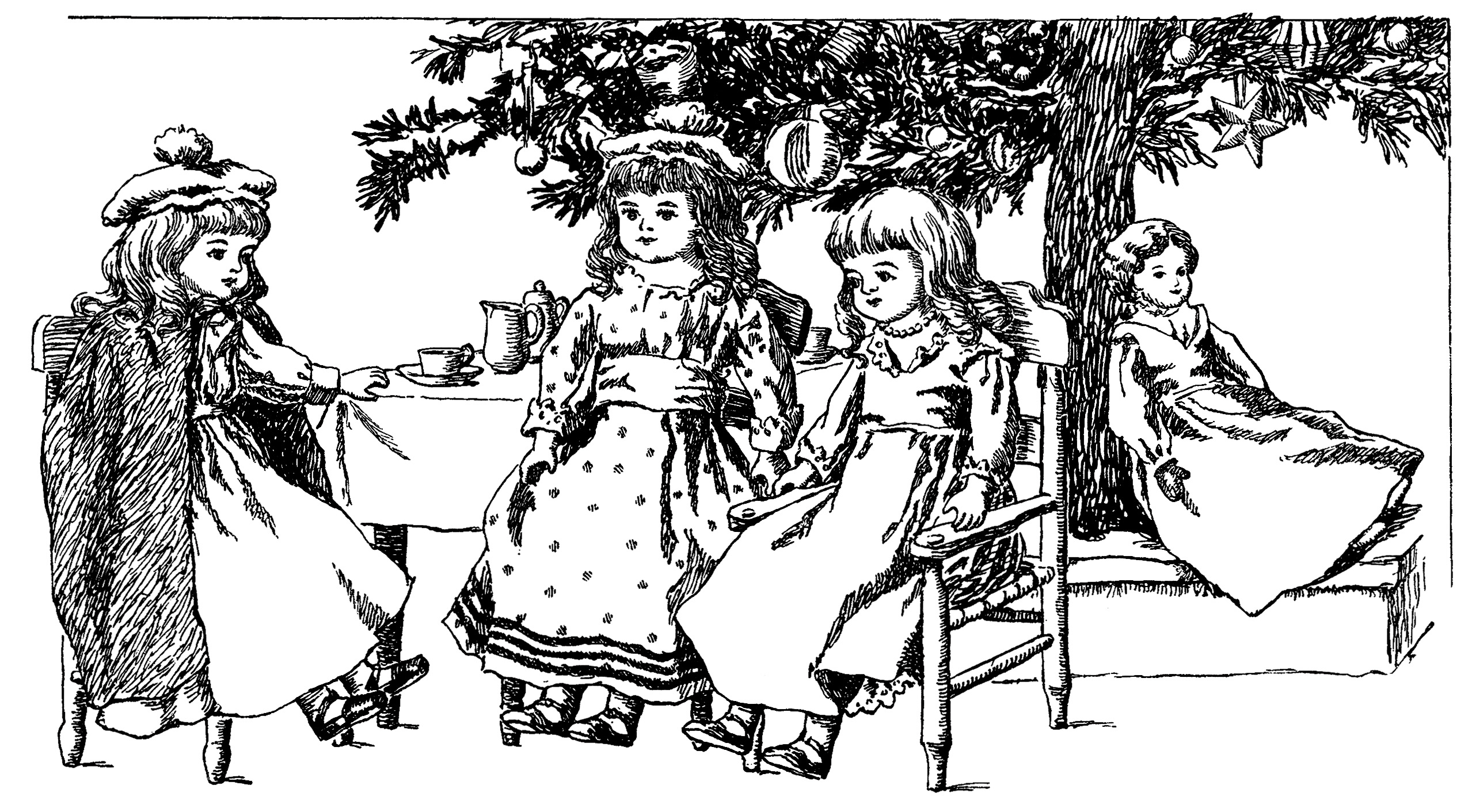 For christmas old design. Dolls clipart vintage doll