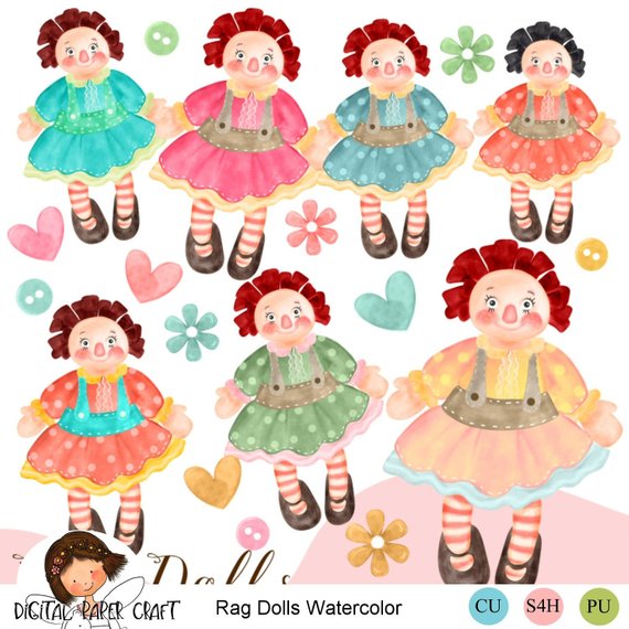 Rag raggedy . Dolls clipart vintage doll