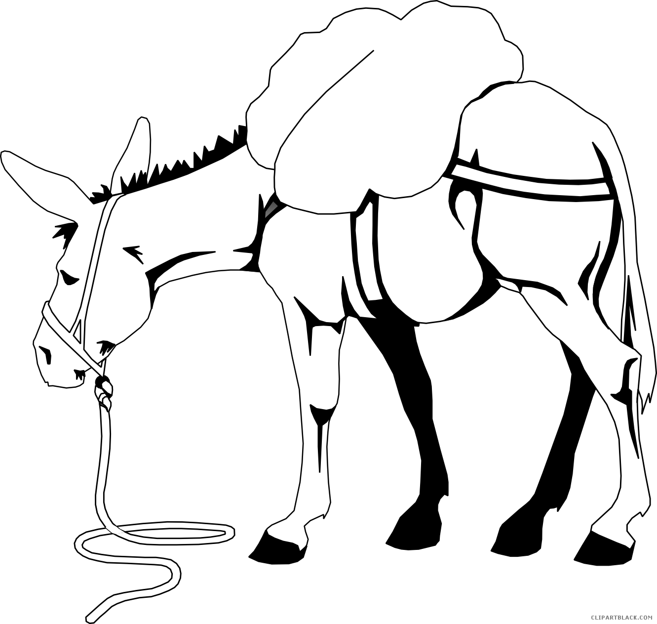 donkey clipart black and white