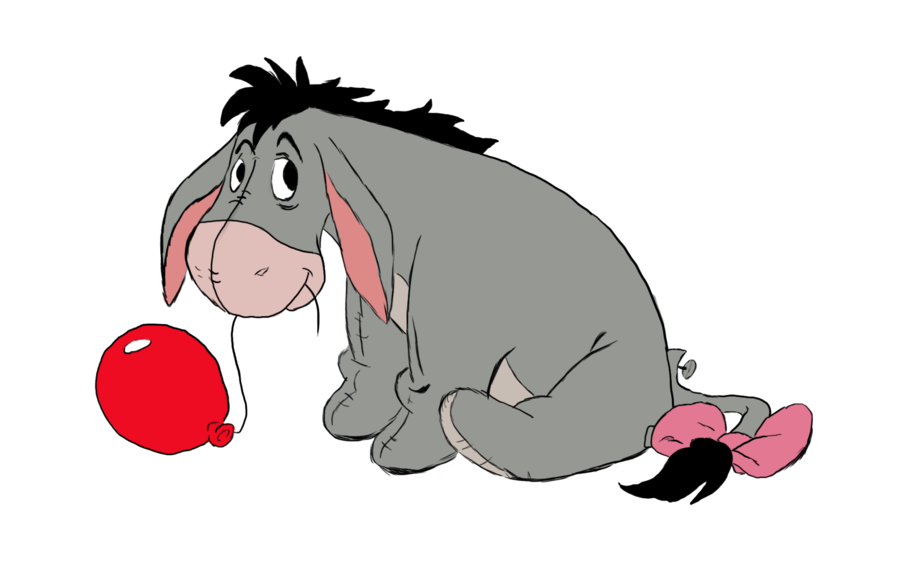 Donkey clipart draw cartoon. Eeyore red balloon by