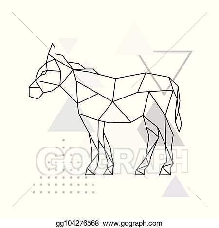 Donkey clipart side. Vector art geometric illustration