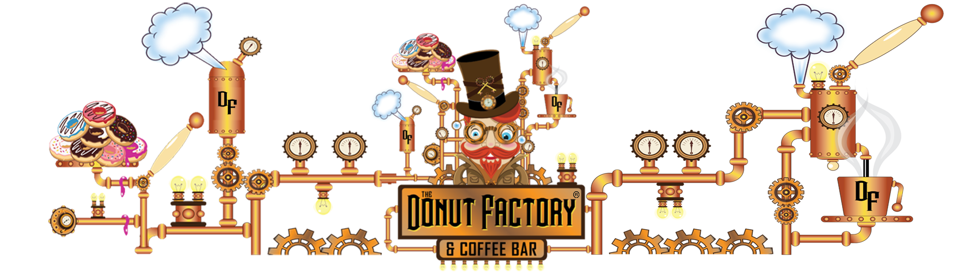 The real donut factory. Words clipart doughnut