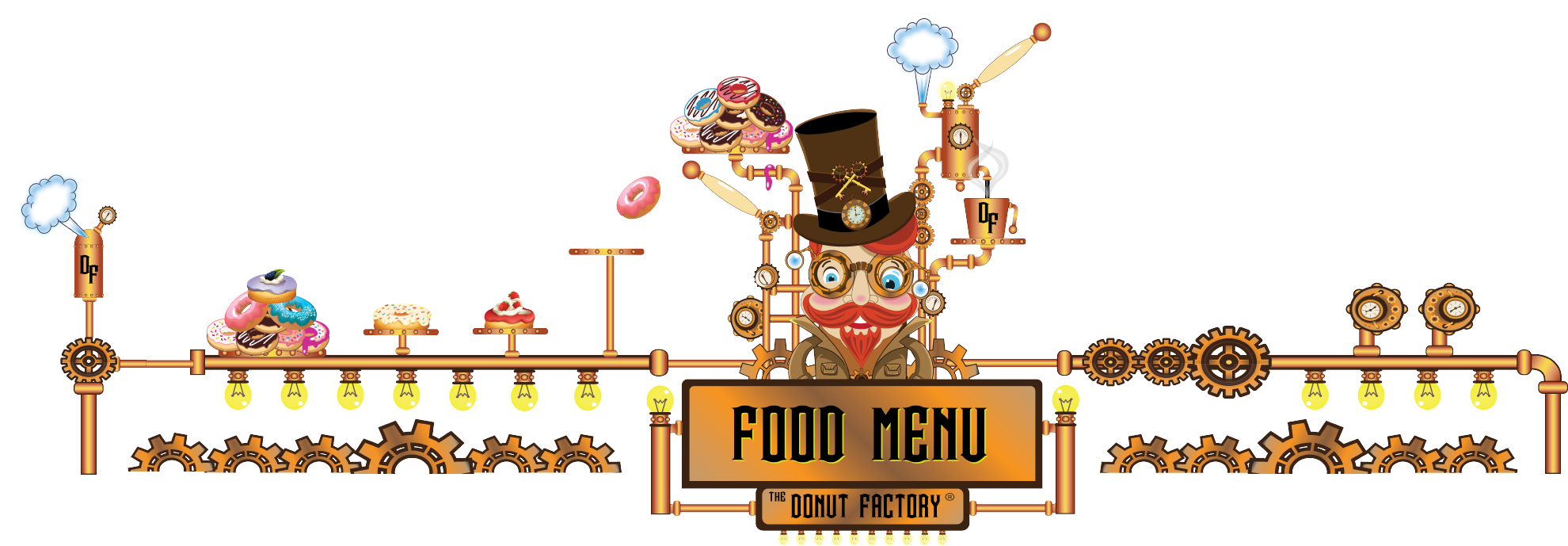 Menu the real donut. Factory clipart meat factory