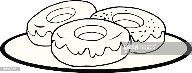 Donut clipart plate donut. Black and white of