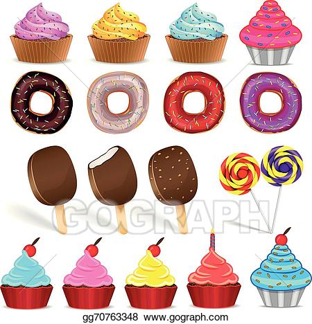 Donuts clipart candy. Vector set of ice