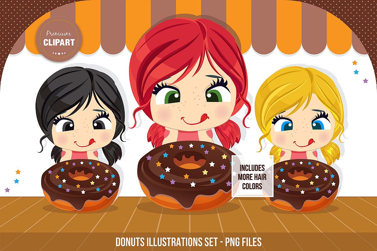 Sweets illustrations . Donuts clipart sugary food