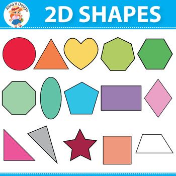 Colorful d shapes teaching. Geometry clipart 2d shape