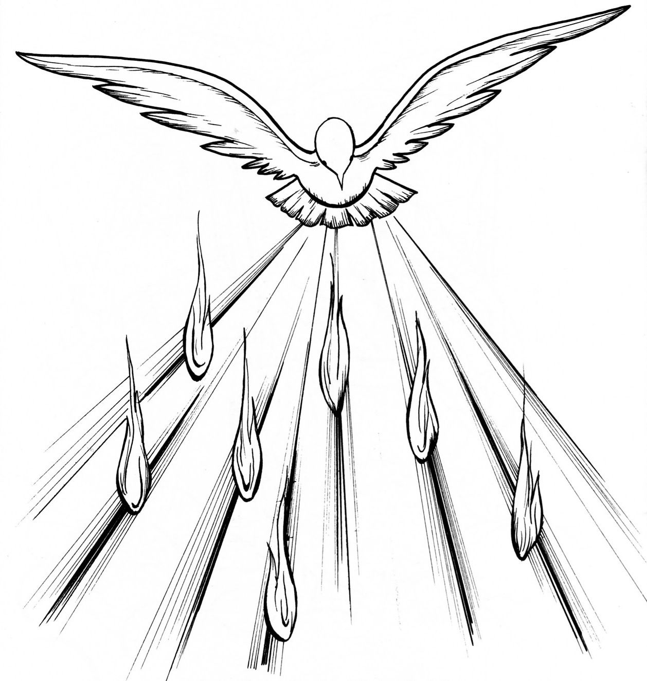 Dove clipart fire. Tongues of coloring pages