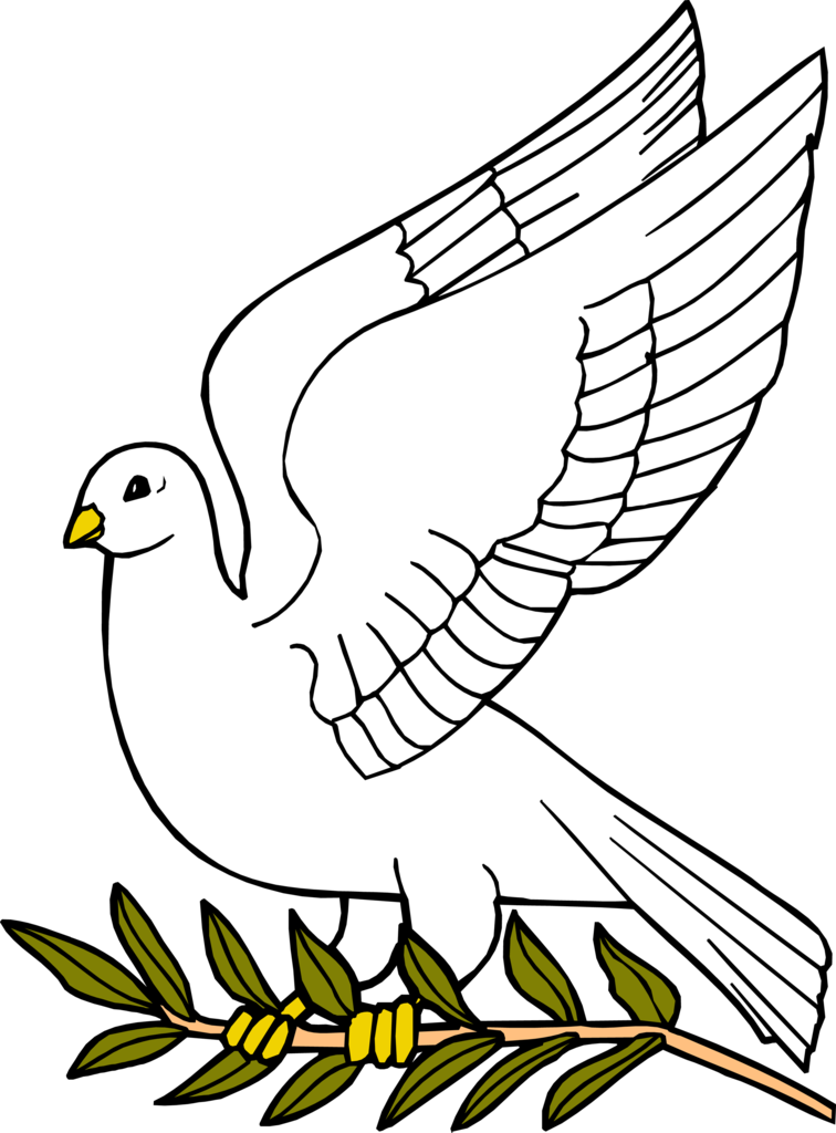 Free outline of a. Doves clipart cross