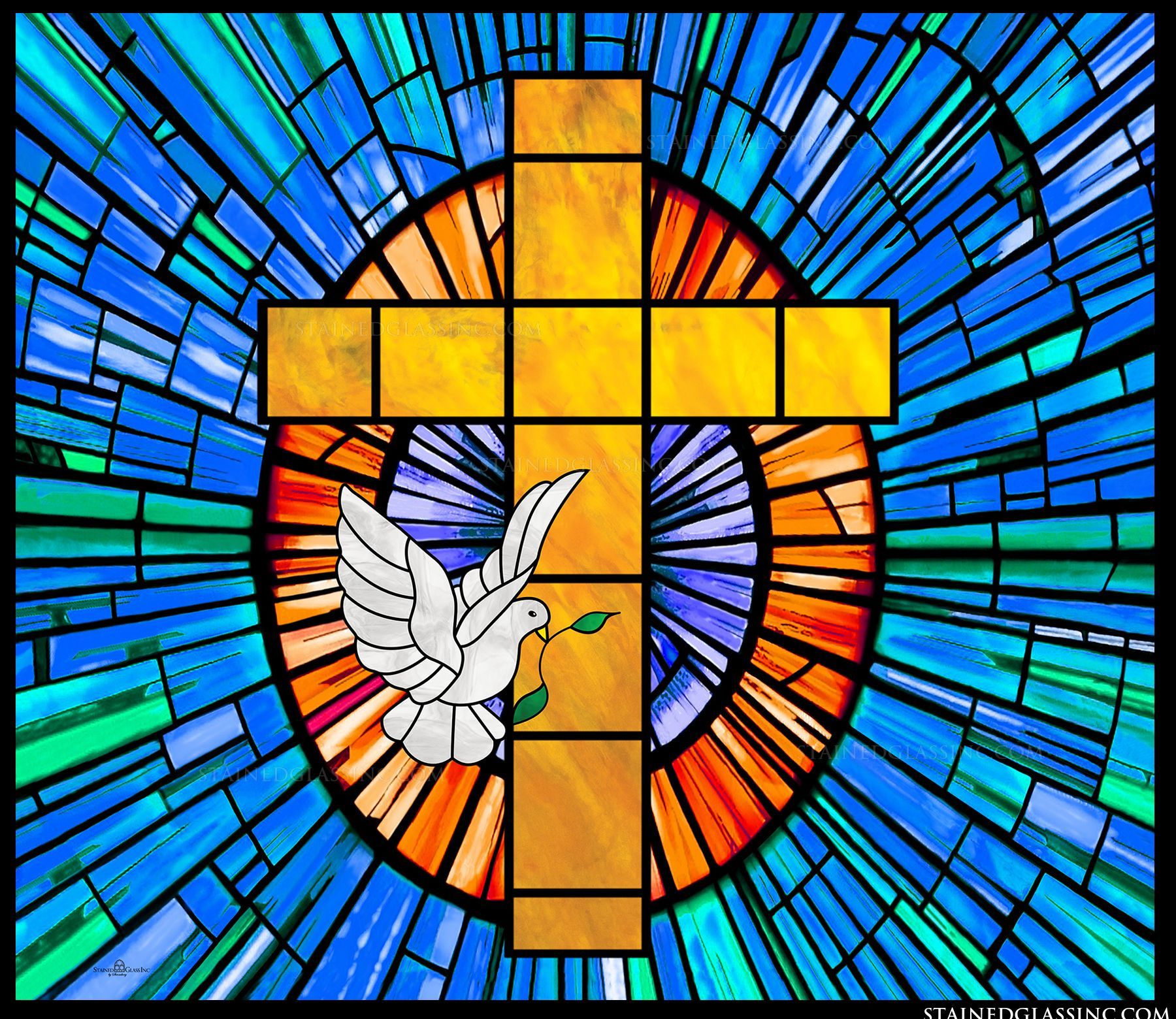 doves clipart stained glass