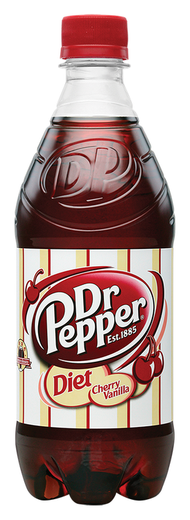 Diet cherry vanilla soda. Dr pepper bottle png