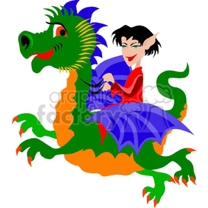 Dragon clipart dragon rider. Elf riding a royalty