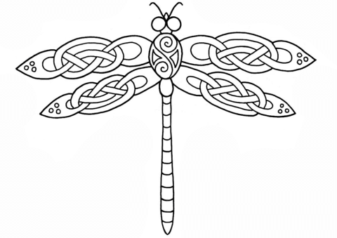 Design coloring page free. Dragonfly clipart celtic