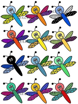Dragonfly clipart colored. Color and black white