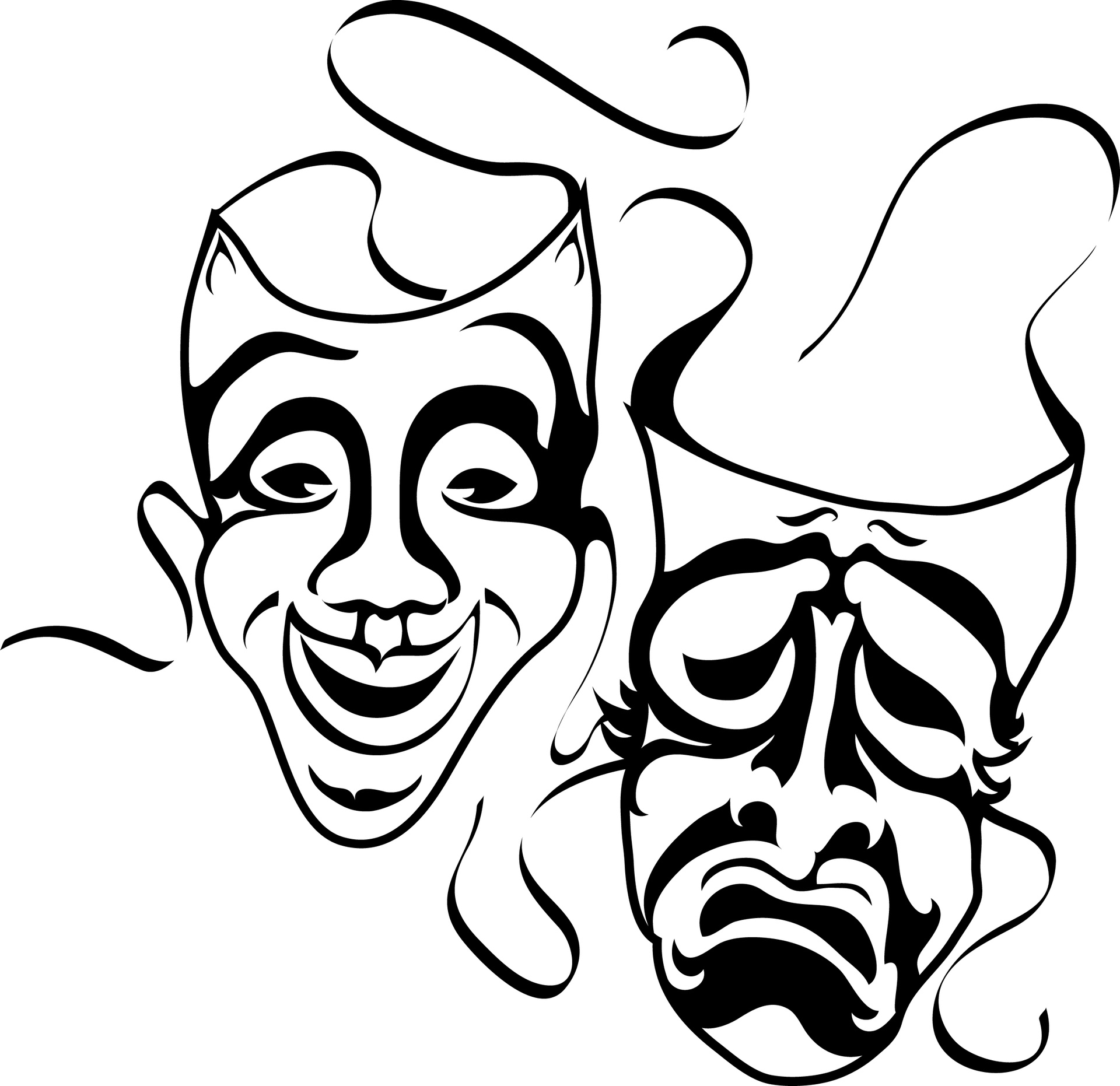 drama clipart black and white