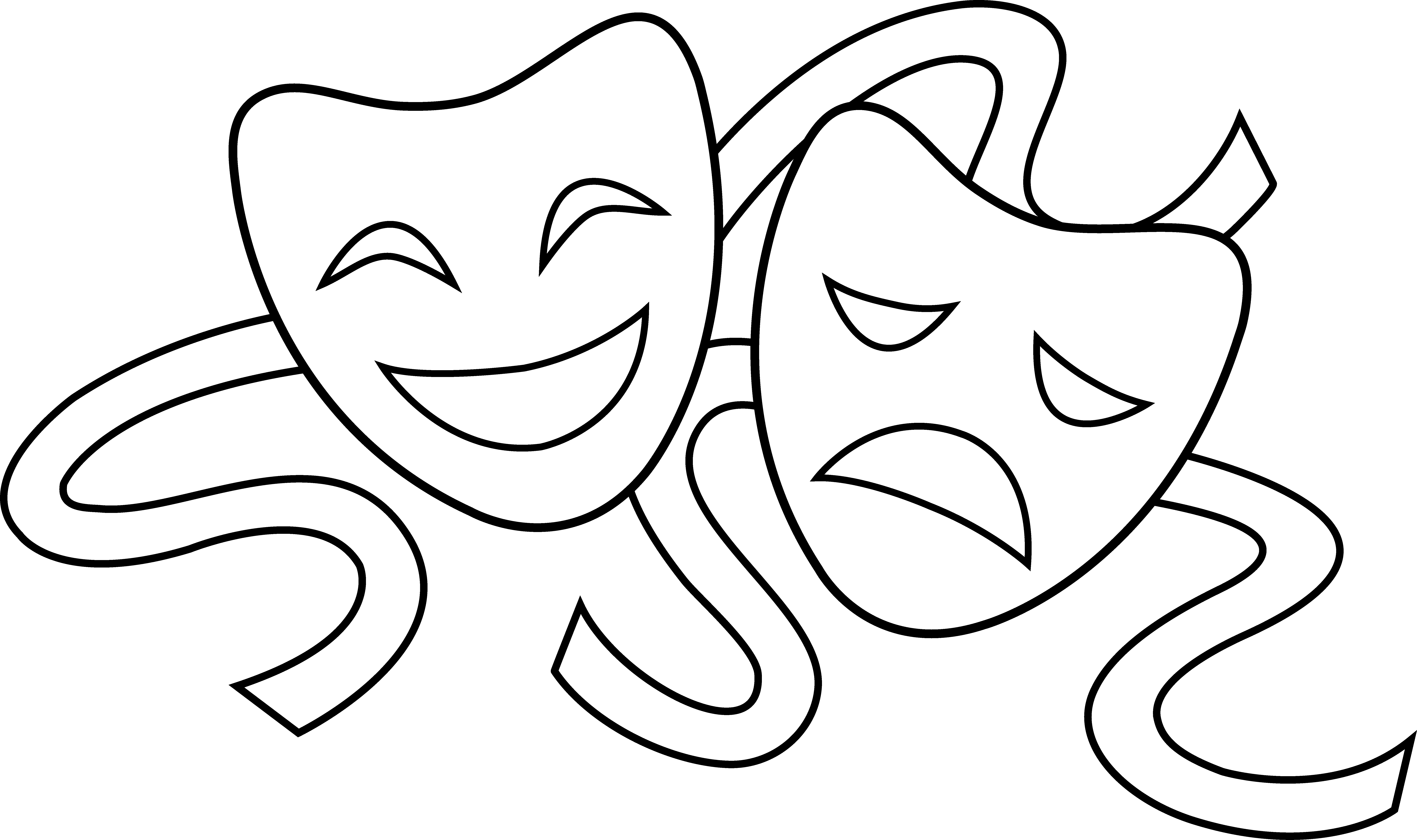 Mirror clipart drama. Theater masks outline signs
