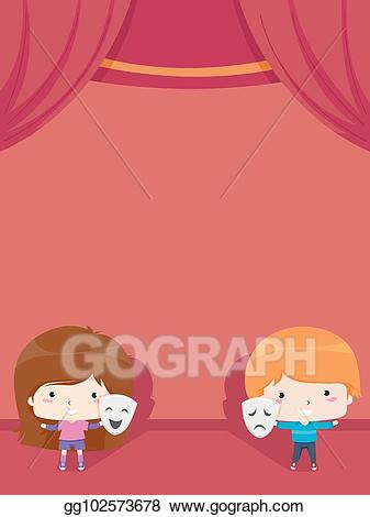 Drama clipart stage background. Vector art kids club