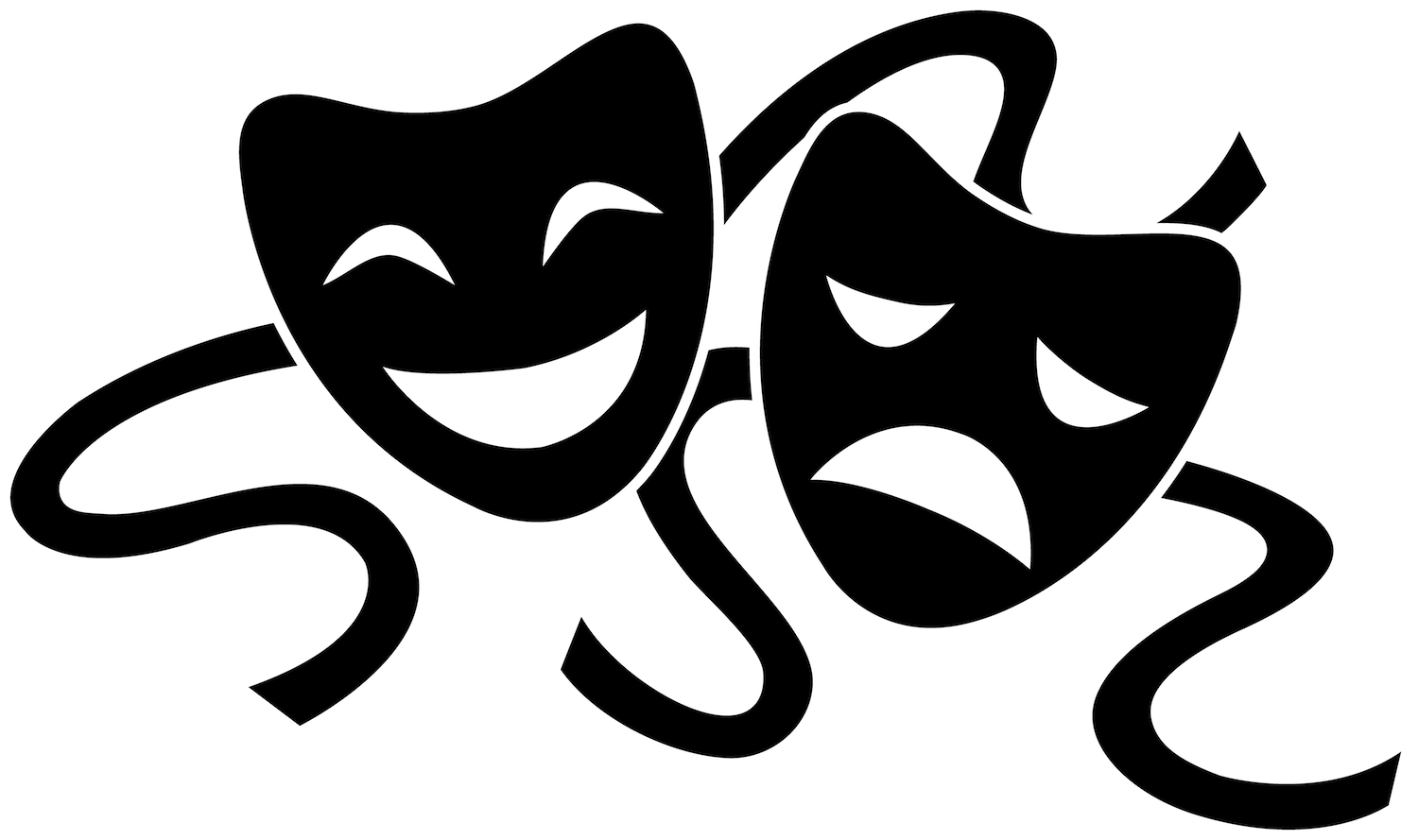 Theatre masks happytheater silhouette. Grades clipart cute
