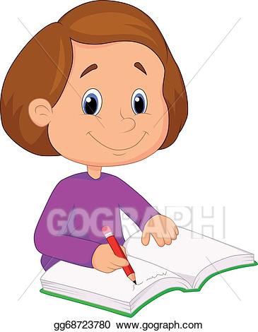 drawing clipart girl writer