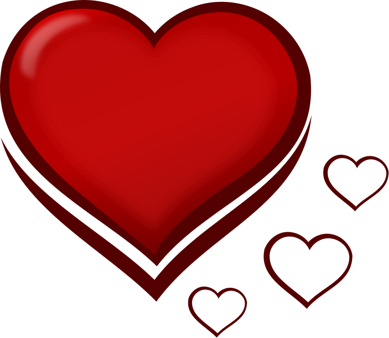 Drawing clipart heart. Red stylised with smaller